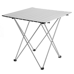 CampLand Outdoor Folding Table Aluminum Lightweight Height Adjustable with Storage Organizer for BBQ Black Party Camping 